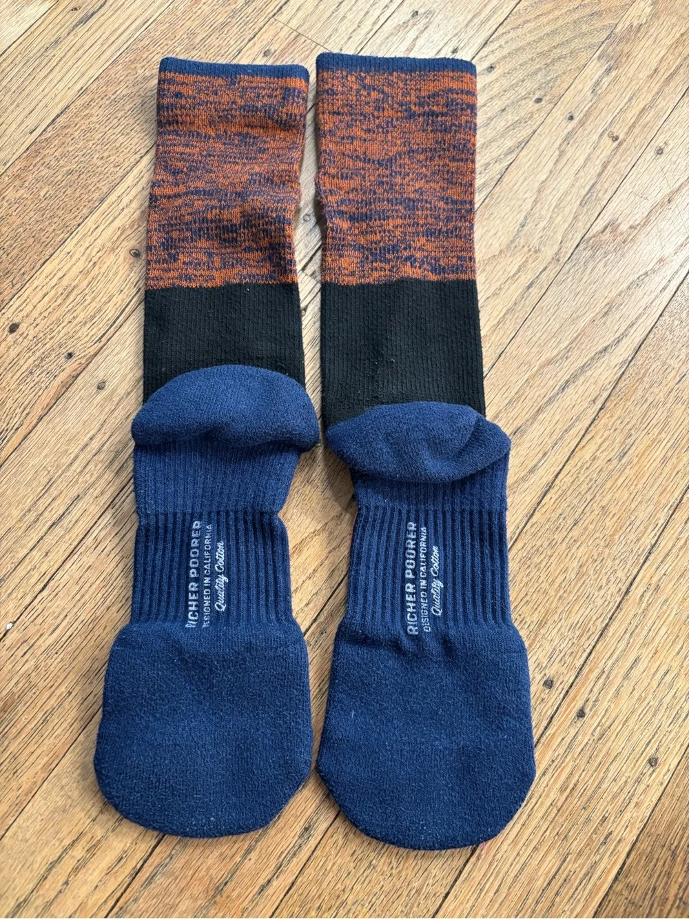 Richer Poorer Men's Athletic Crew Socks in Navy & Orange